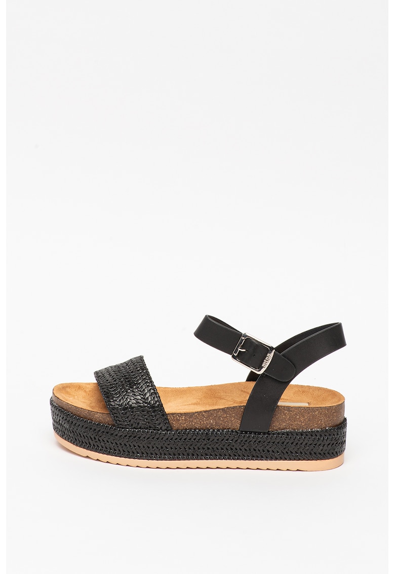 Sandale flatform cu insertii de piele ecologica