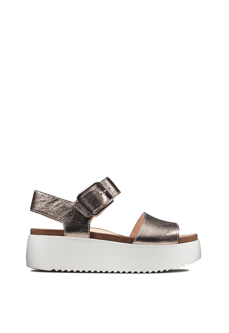 Sandale wedge de piele cu aspect metalic Botanic