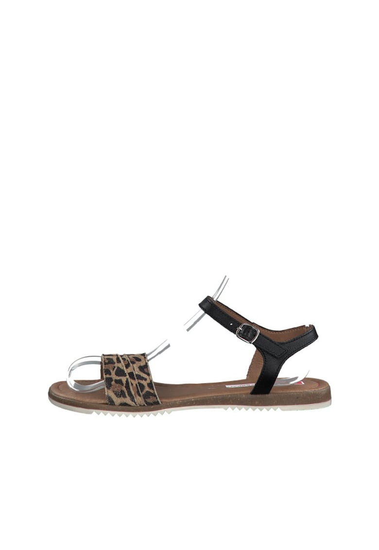 Sandale cu bareta pe glezna si animal print