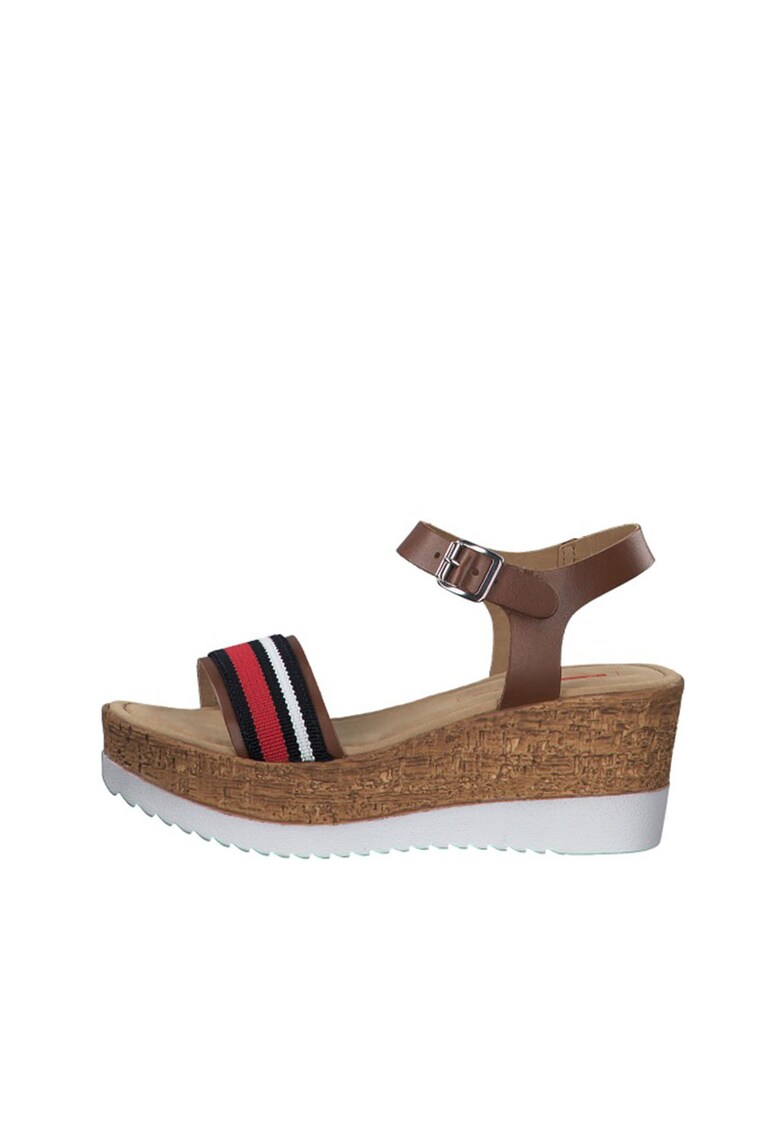 Sandale wedge de piele