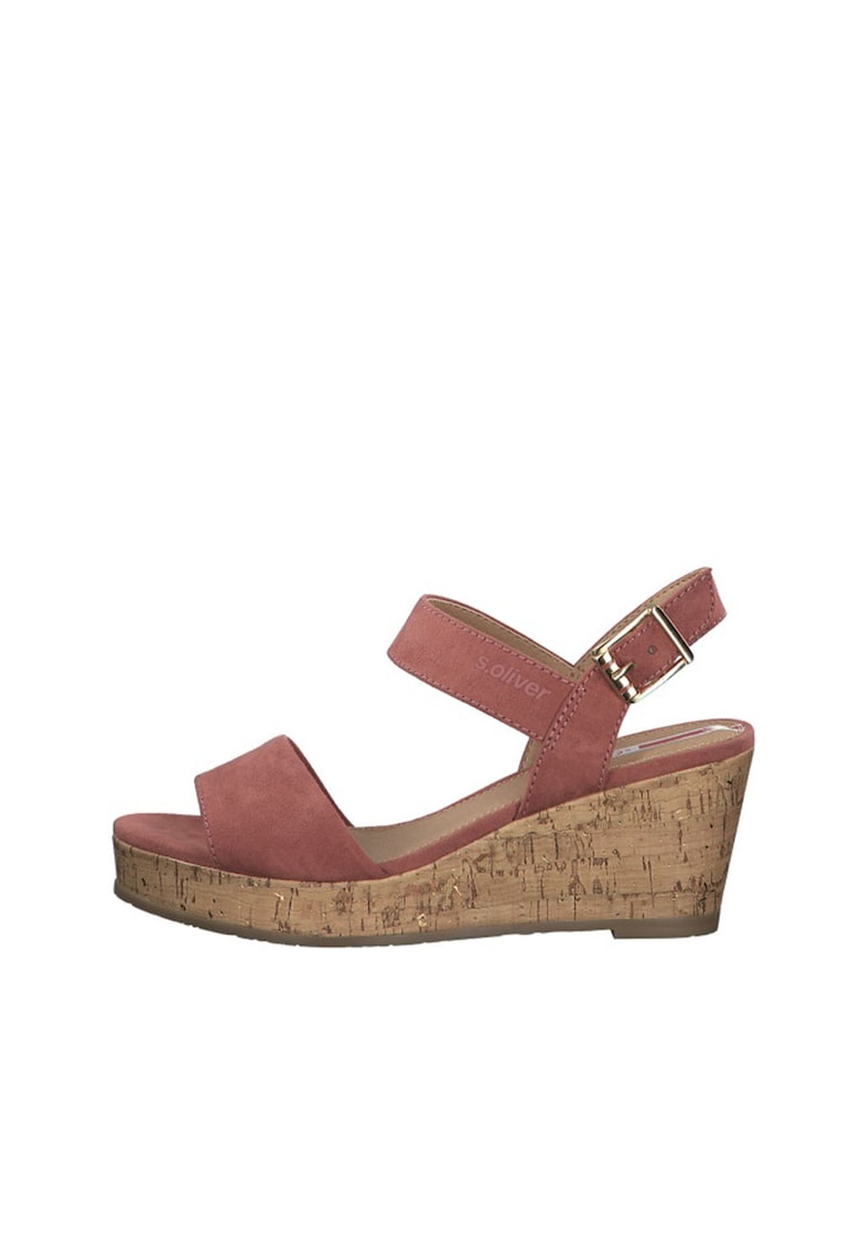 Sandale wedge de piele intoarsa ecologica