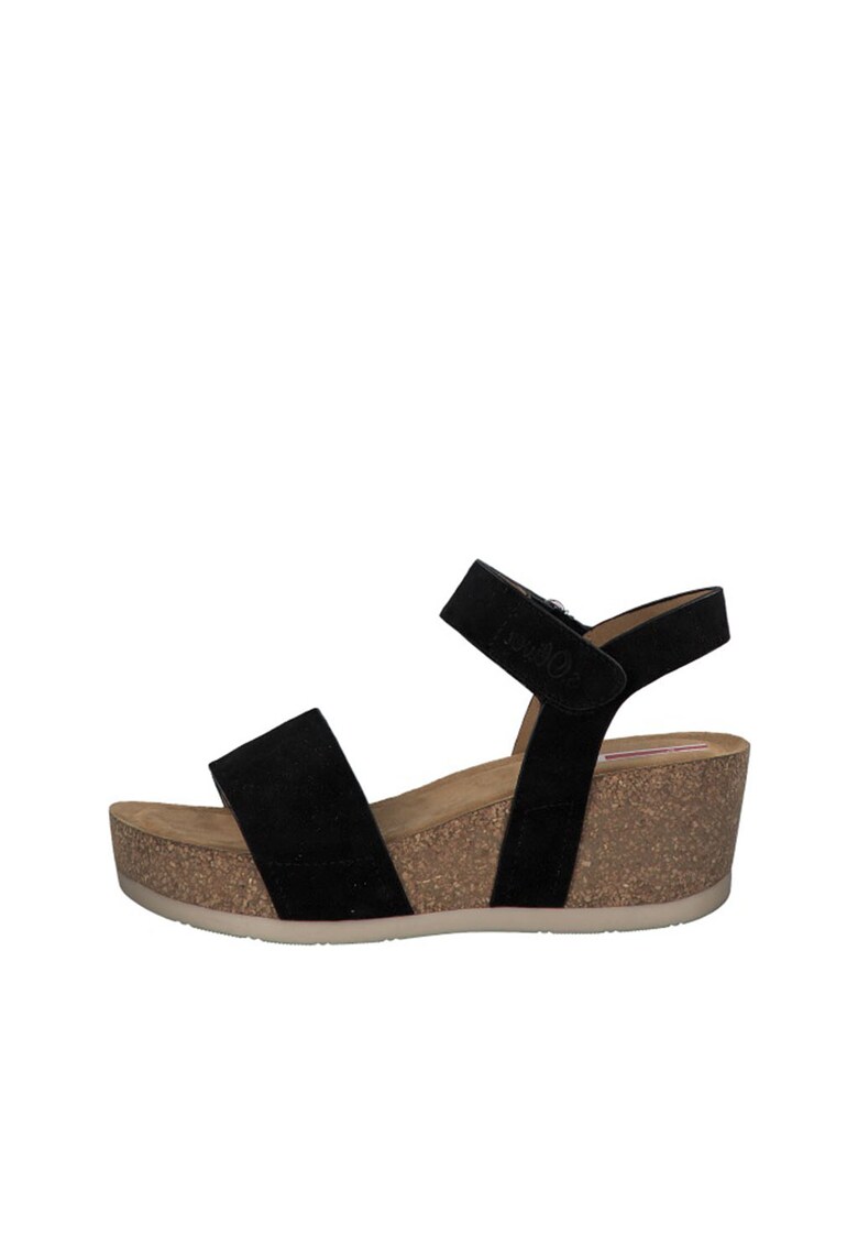 Sandale wedge de piele intoarsa ecologica - cu velcro