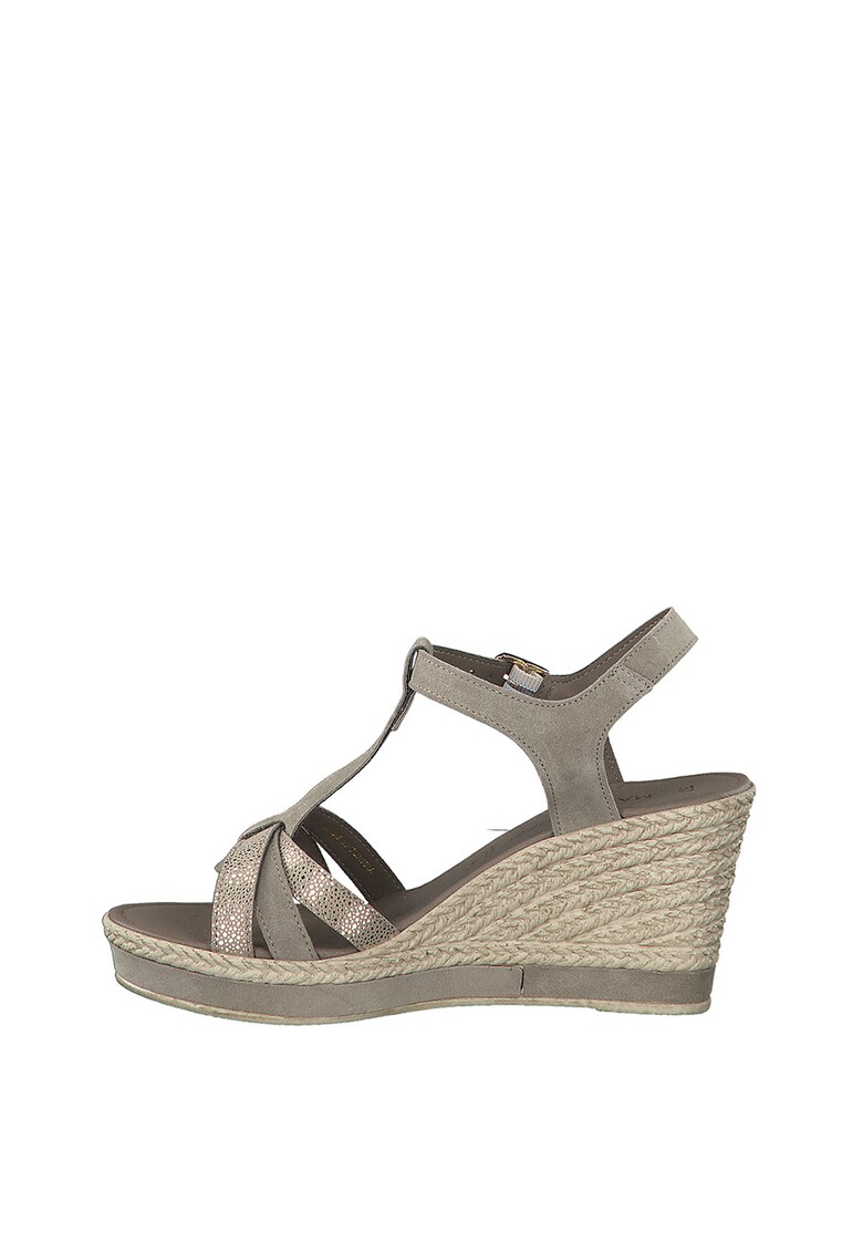 Sandale tip espadrile de piele ecologica cu talpa wedge