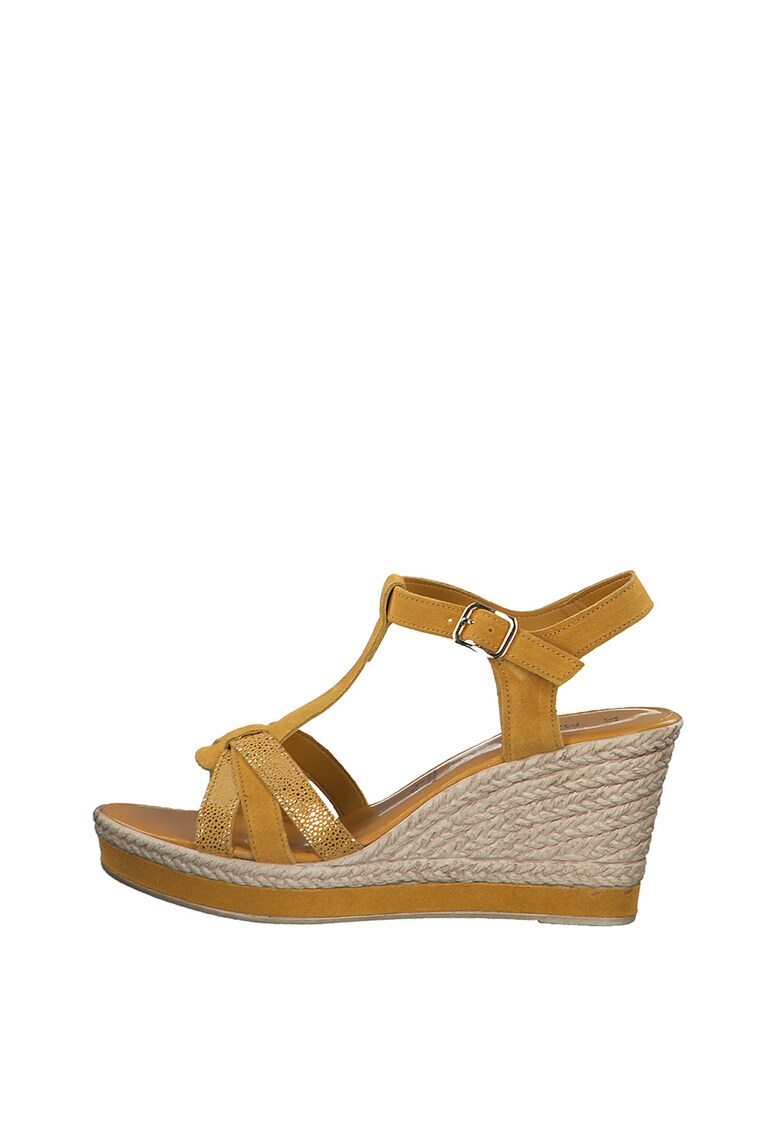 Sandale tip espadrile de piele ecologica cu talpa wedge