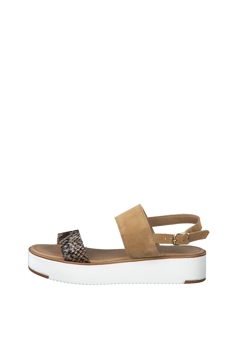 Sandale slingback wedge de piele ecologica