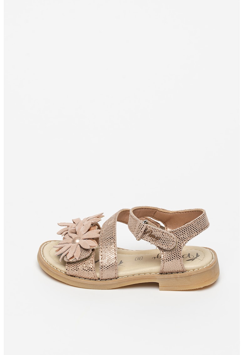 Sandale de piele cu aplicatii florale
