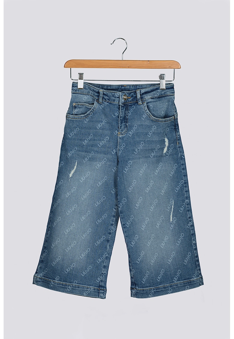 Pantaloni culotte din denim cu model logo