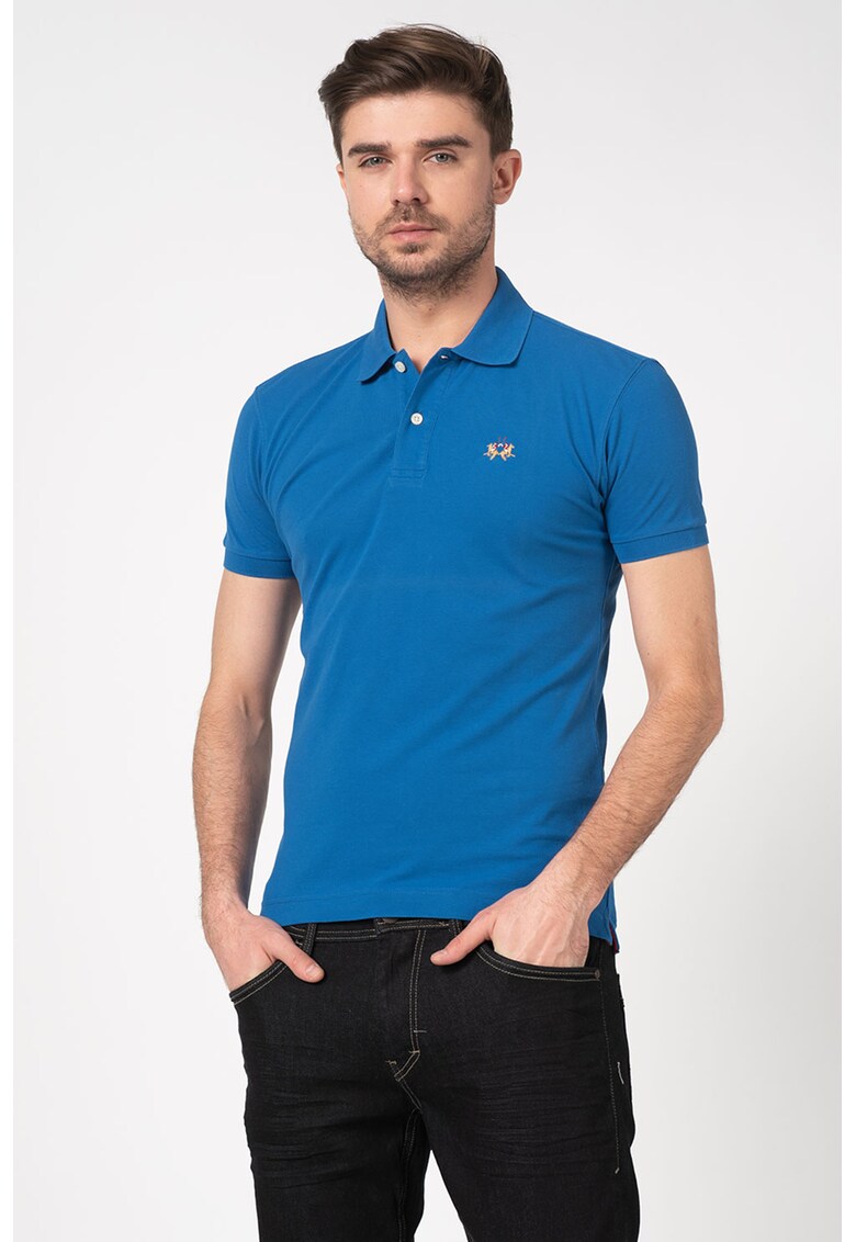 Tricou polo slim fit cu broderie logo 1