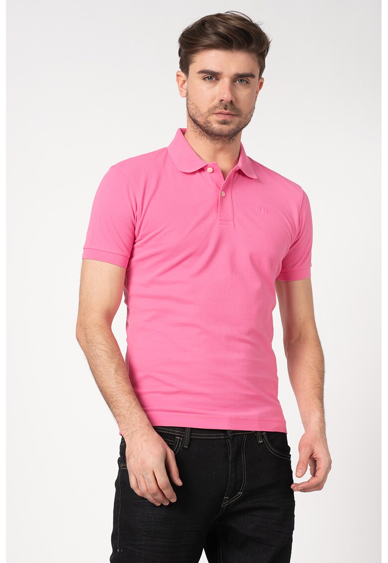 Tricou polo slim fit cu broderie logo