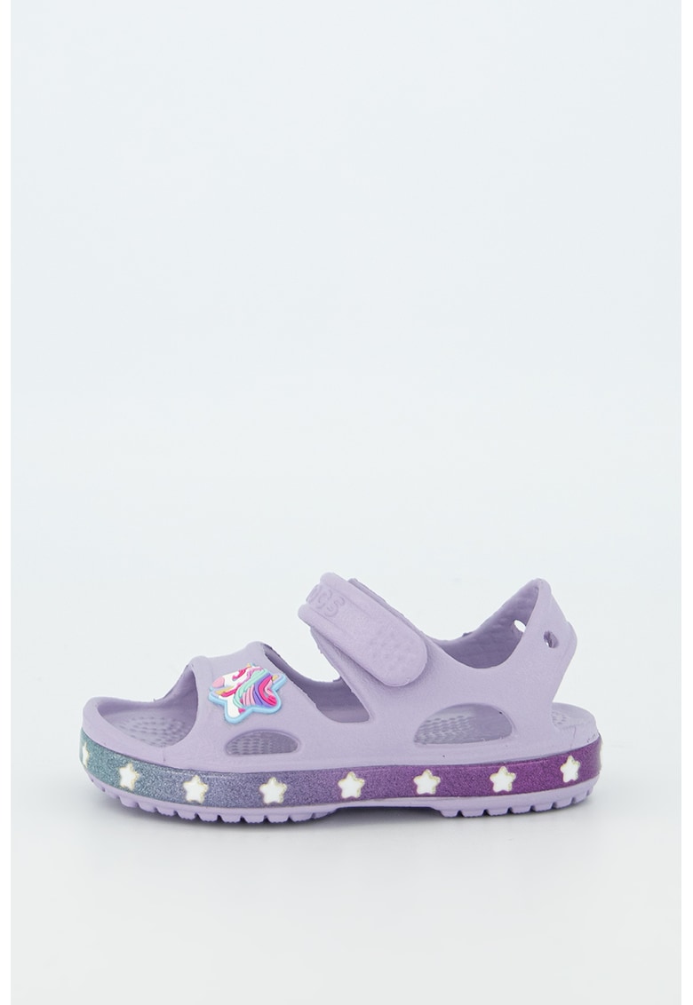 Sandale cu inchidere velcro si aplicatii cu unicorn