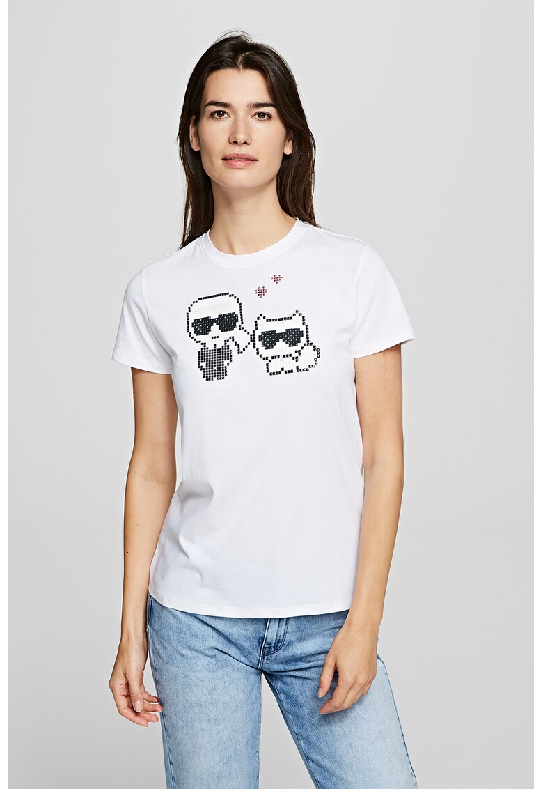 Tricou din bumbac cu imprimeu grafic Karl Lagerfeld imagine 2022