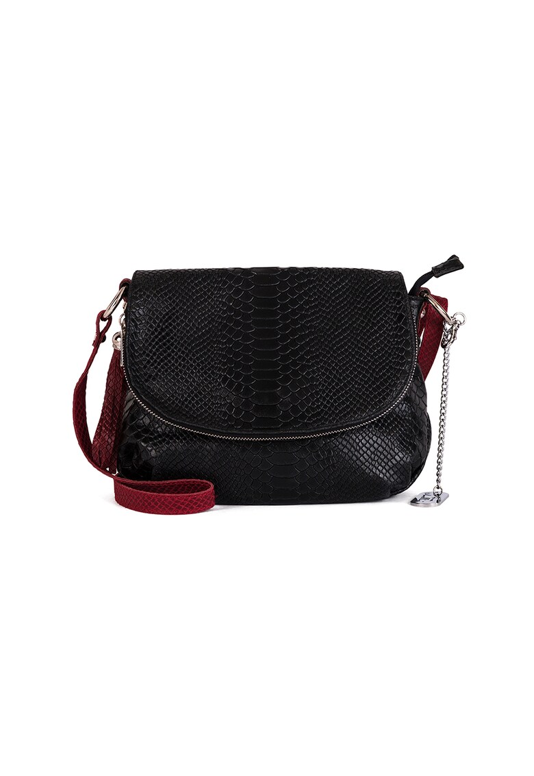 Geanta crossbody de piele cu model piele de reptila Elena