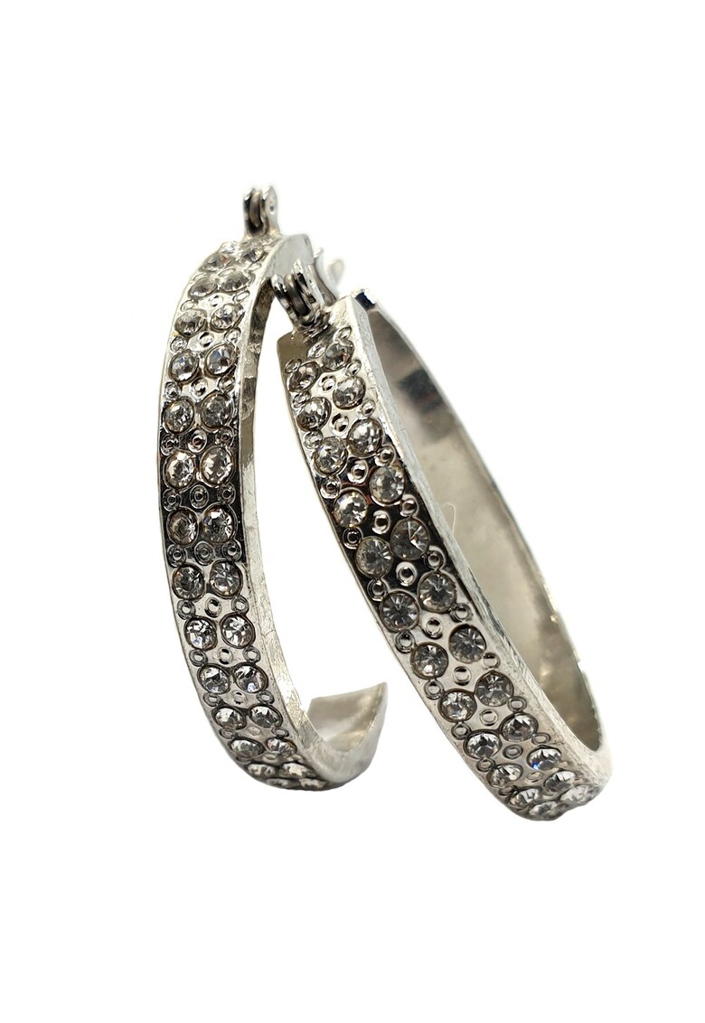 Cercei creole mici cu strasuri - 3.5 cm -