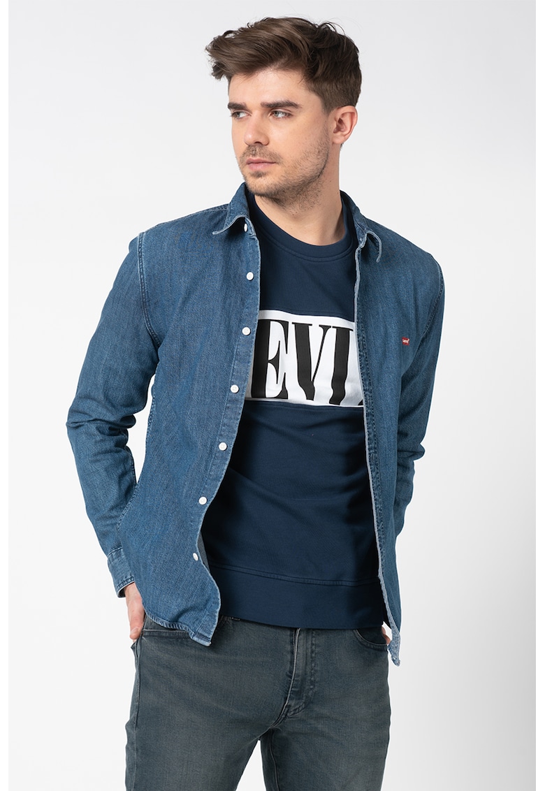 Camasa slim fit din chambray cu buzunare pe piept - 86625