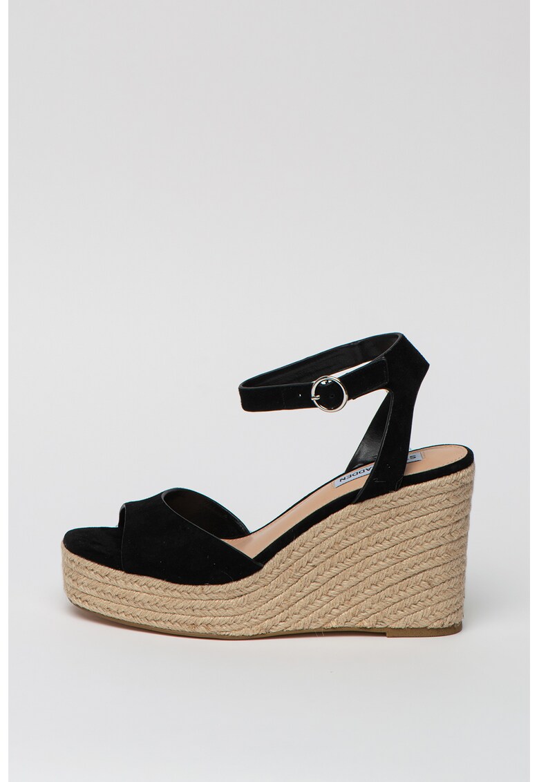 Sandale wedge tip espadrile de piele intoarsa Valli