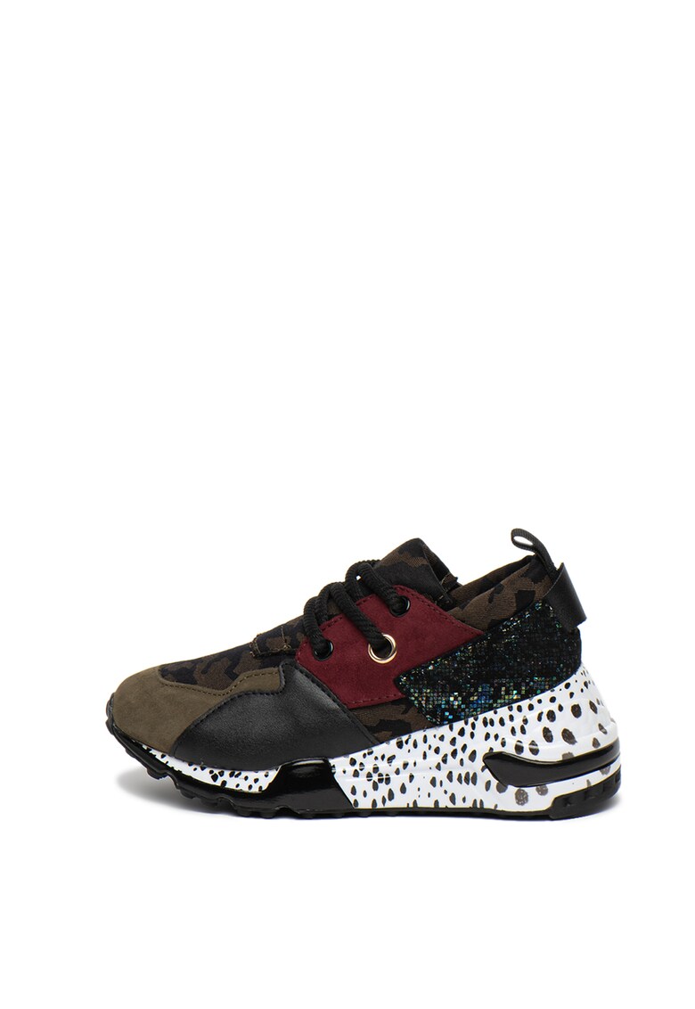 Pantofi sport wedge cu garnituri de piele intoarsa si piele Jcliff