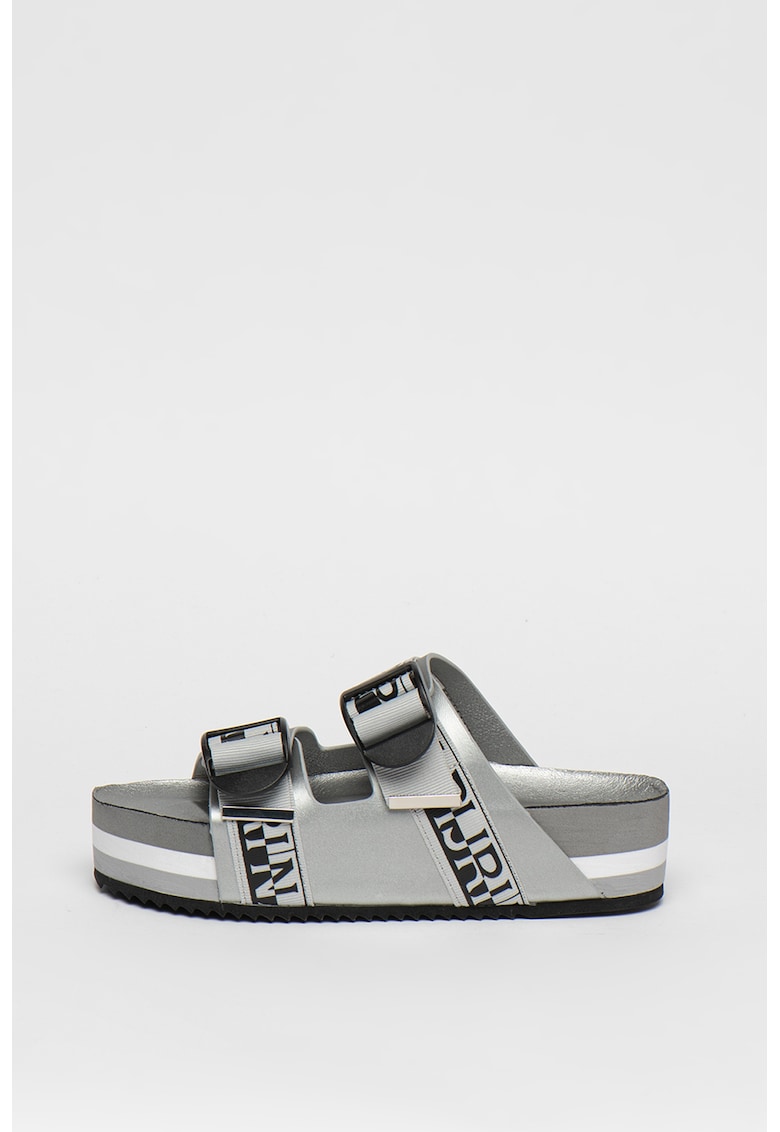 Papuci din piele cu talpa flatform Crick