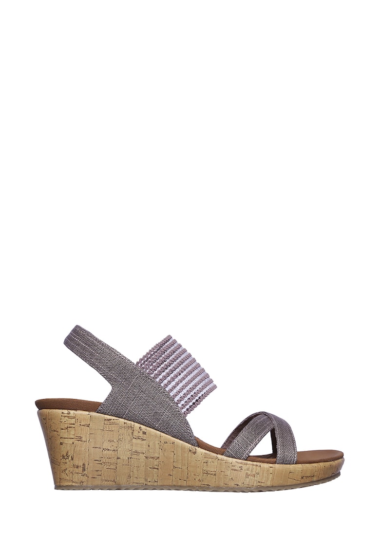Sandale din material textil cu talpa wedge Beverlee-High Tea