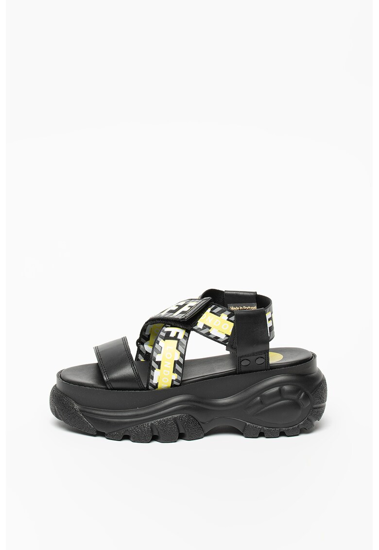 Sandale wedge de piele si piele ecologica