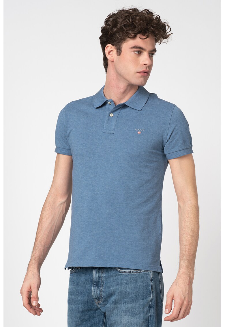 Tricou polo slim fit din material pique