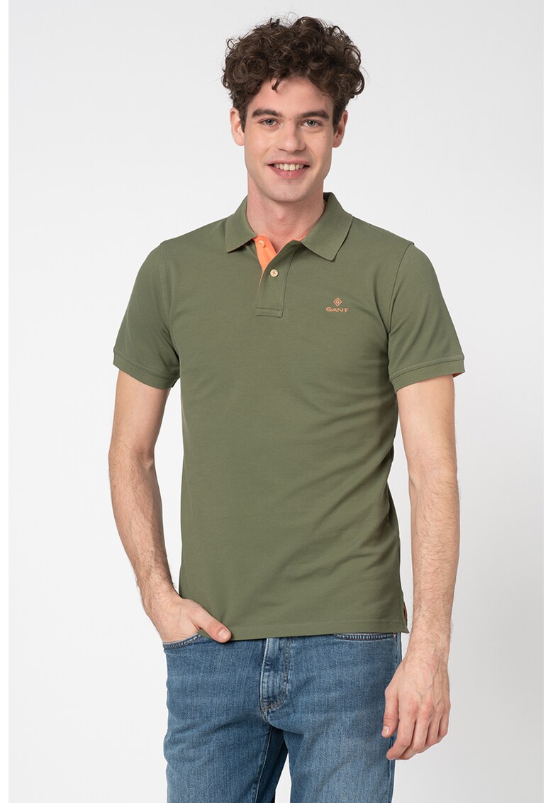 Tricou polo cu broderie logo discreta