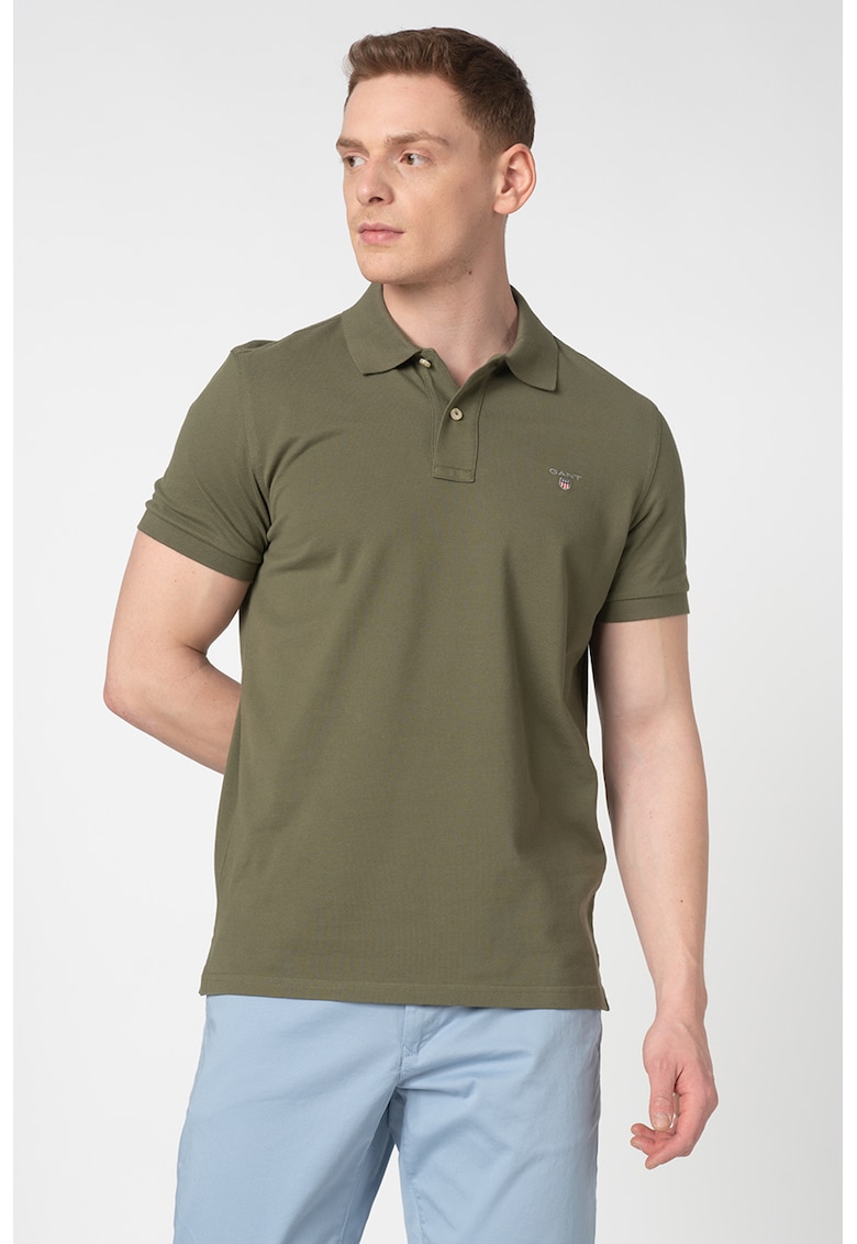 Tricou polo regular fit din material pique