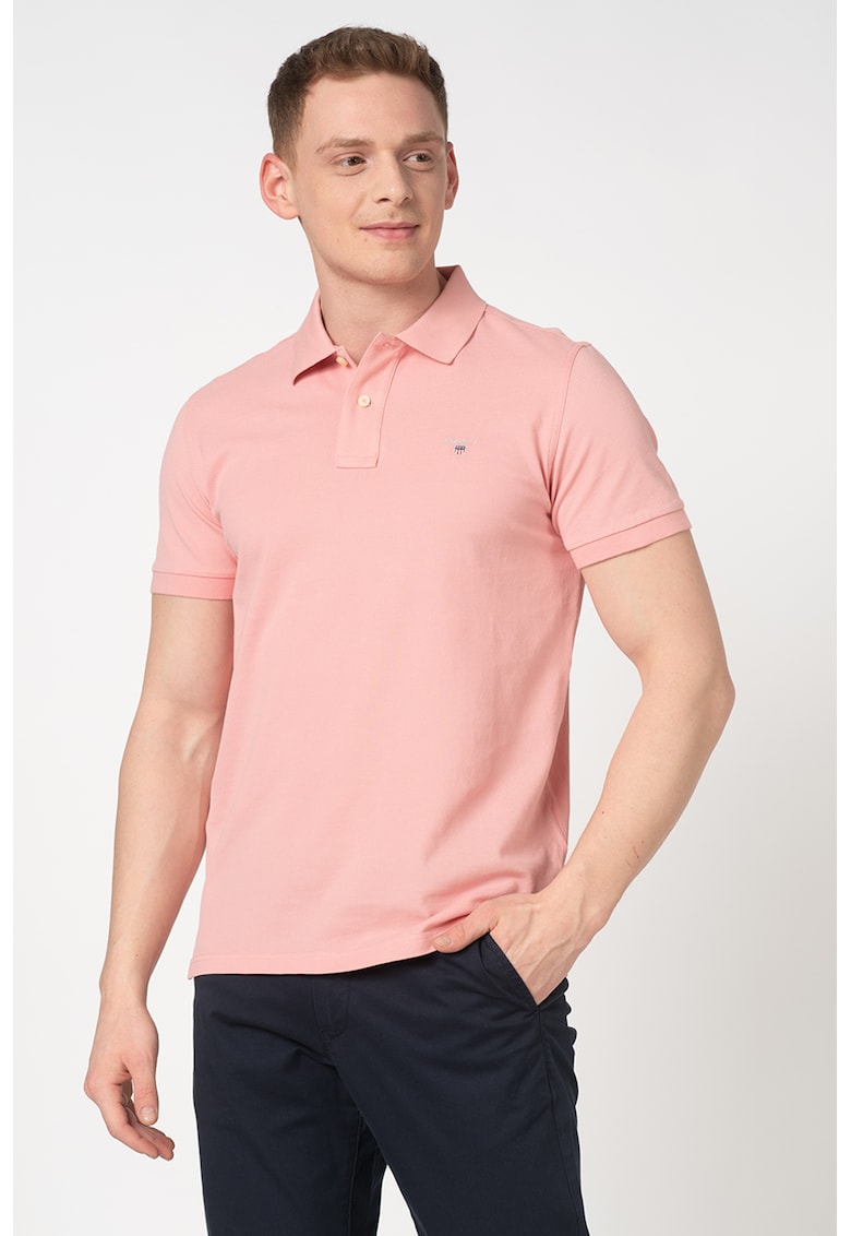 Tricou polo regular fit din material pique