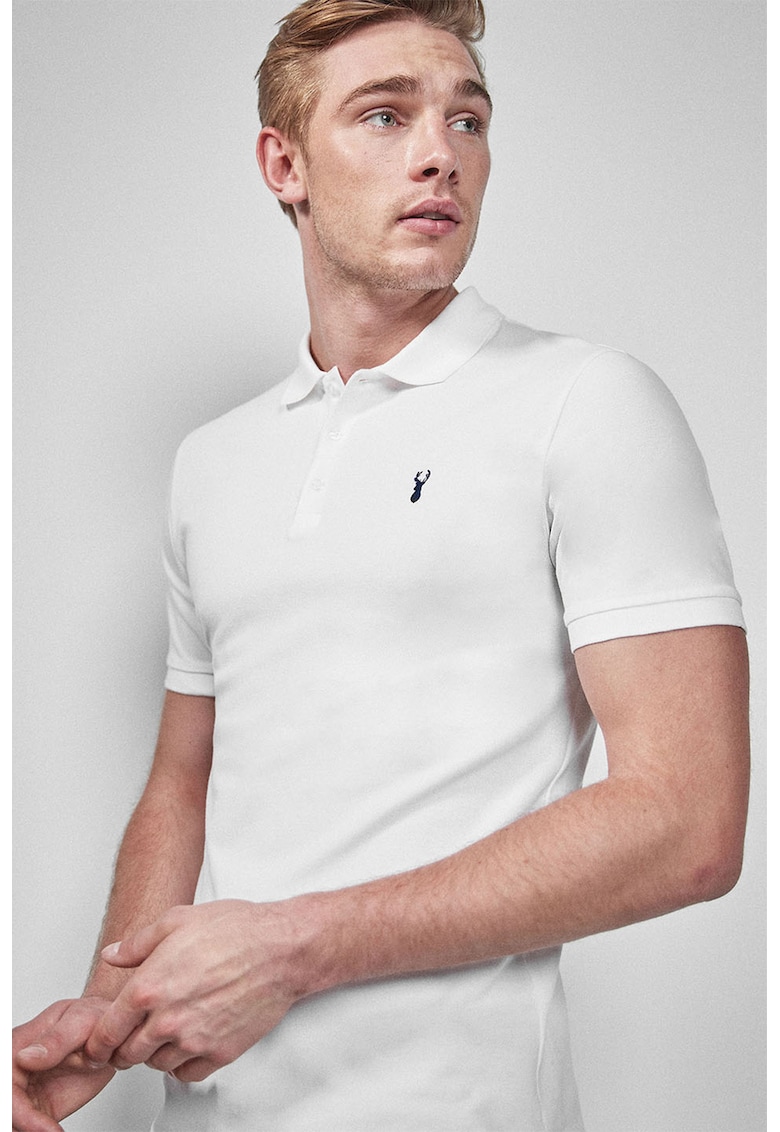 Tricou polo slim fit din material pique