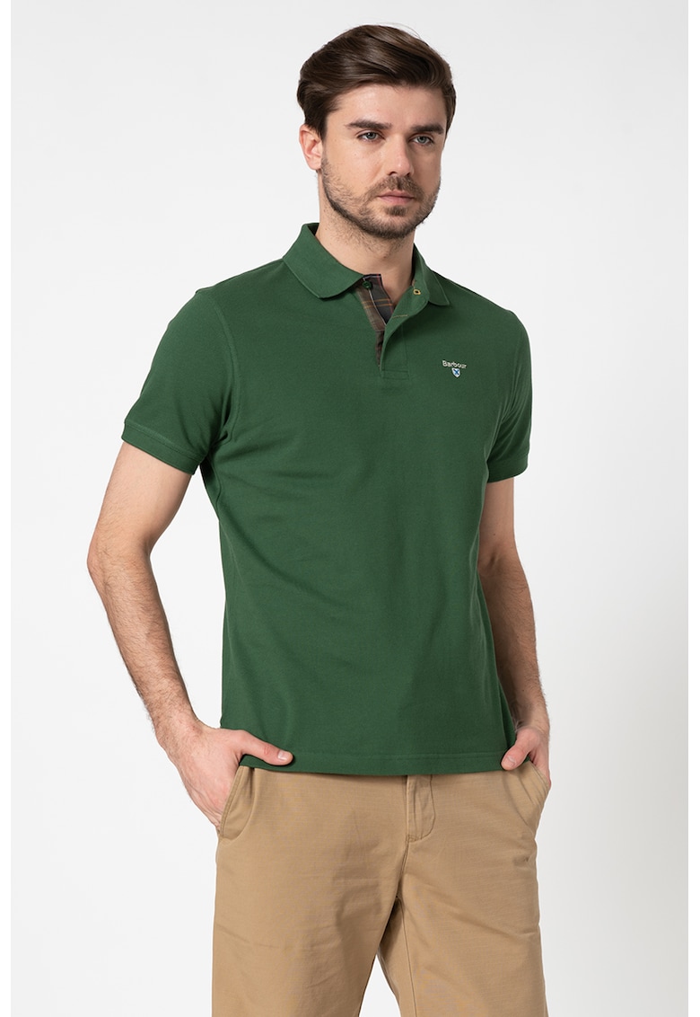 Tricou polo din pique - Verde englez