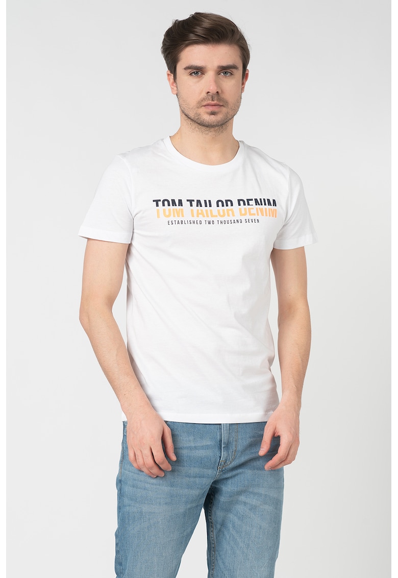 Tricou de bumbac cu imprimeu logo w - Alb