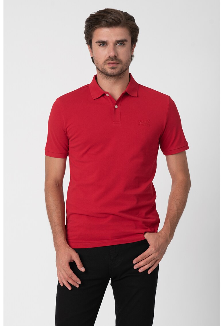 Tricou polo din material pique cu logo brodat