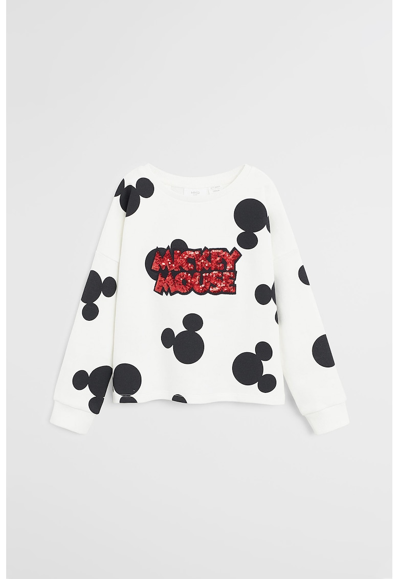 Bluza sport cu imprimeu Mickey Mouse si aplicatii de paiete