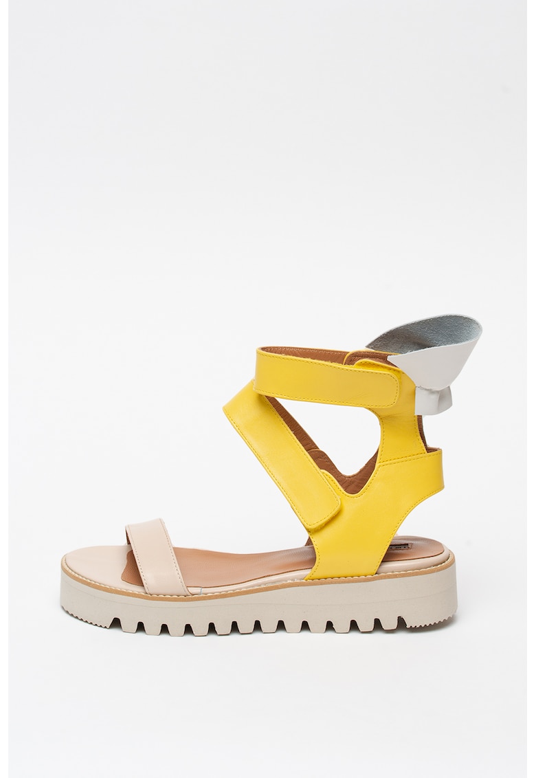 Sandale high-top de piele cu velcro