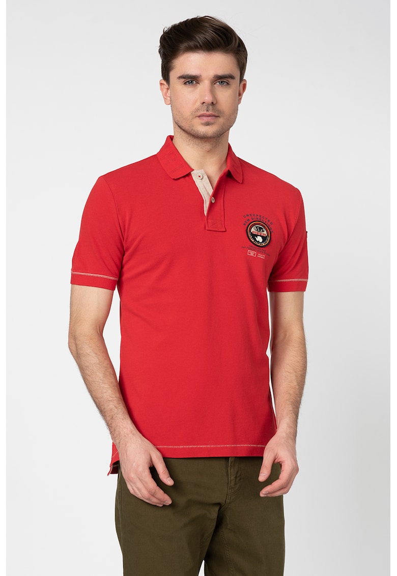Tricou polo din material pique Elice - Rosu