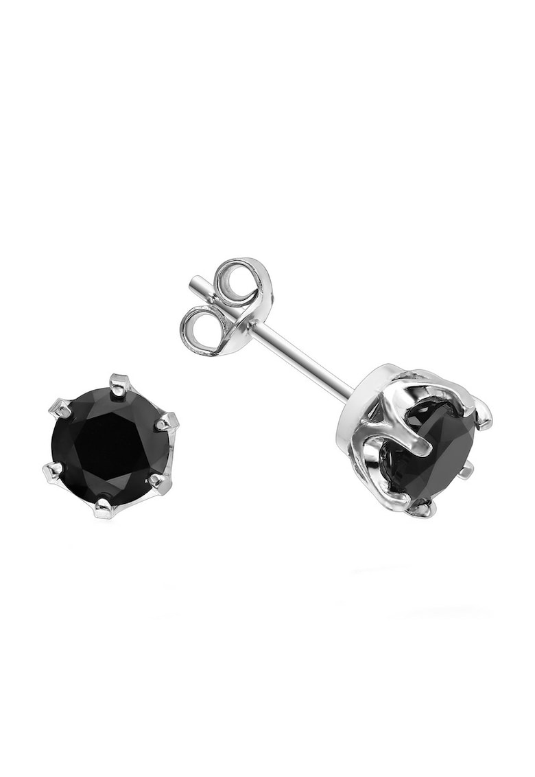 Cercei Argint 925 placat cu rodiu cu cristale Swarovski® Xirius Queen 6mm Surub - Negru