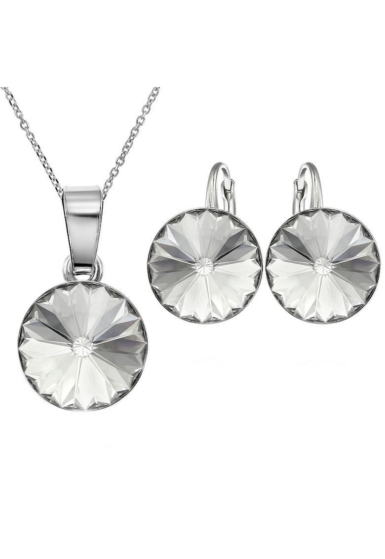 Set Argint 925 placat cu rodiu cu cristale Swarovski® Rivoli 10mm Leverback - Alb