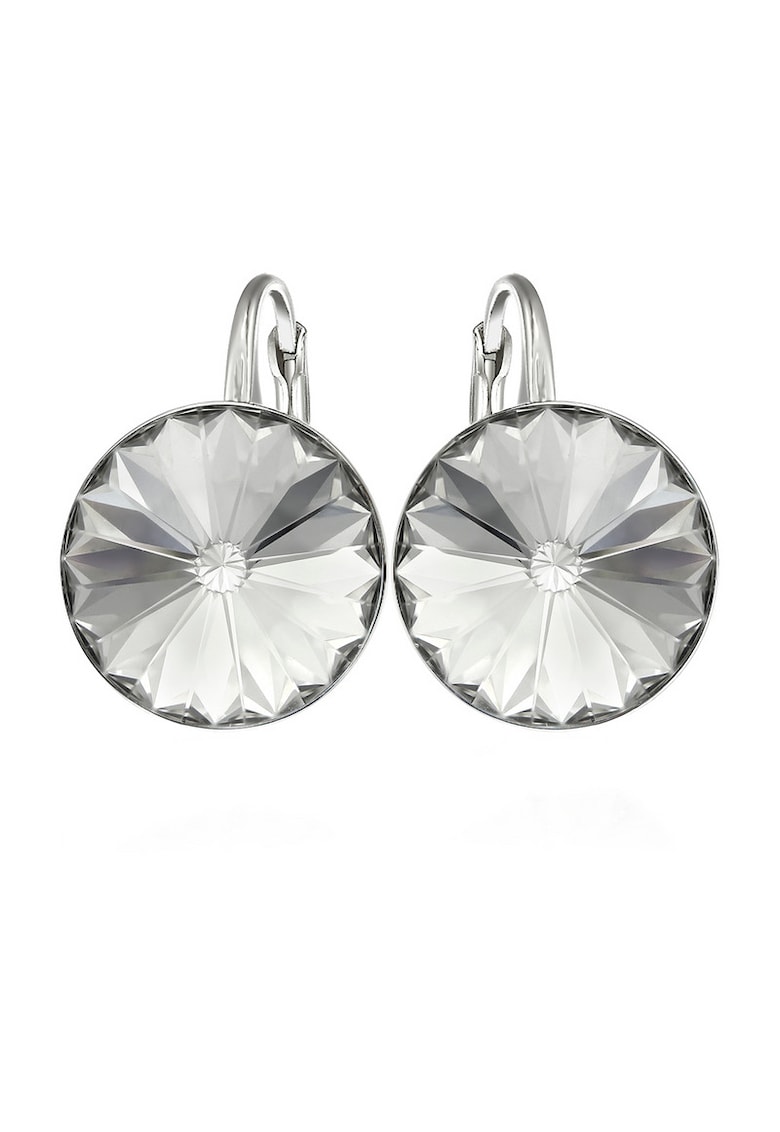 Cercei Argint 925 placat cu rodiu cu cristale Swarovski® Rivoli 10mm Leverback - Alb