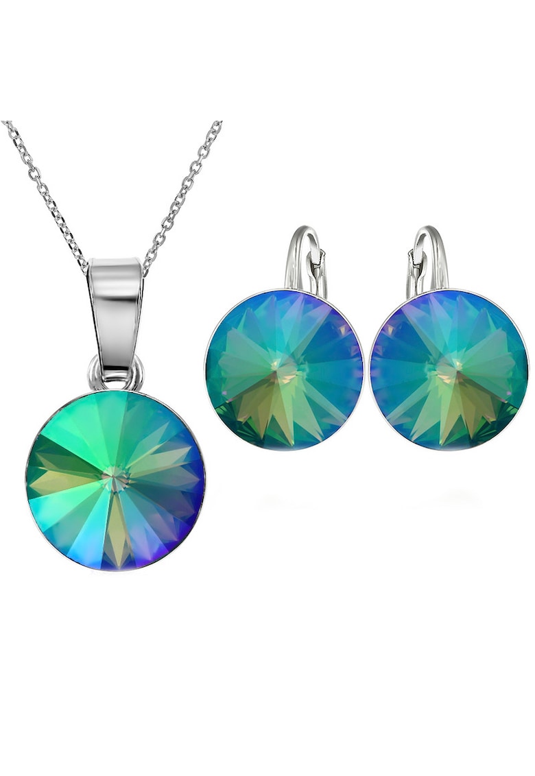 Set Argint 925 placat cu rodiu cu cristale Swarovski® Rivoli 10mm Leverback - Multicolor