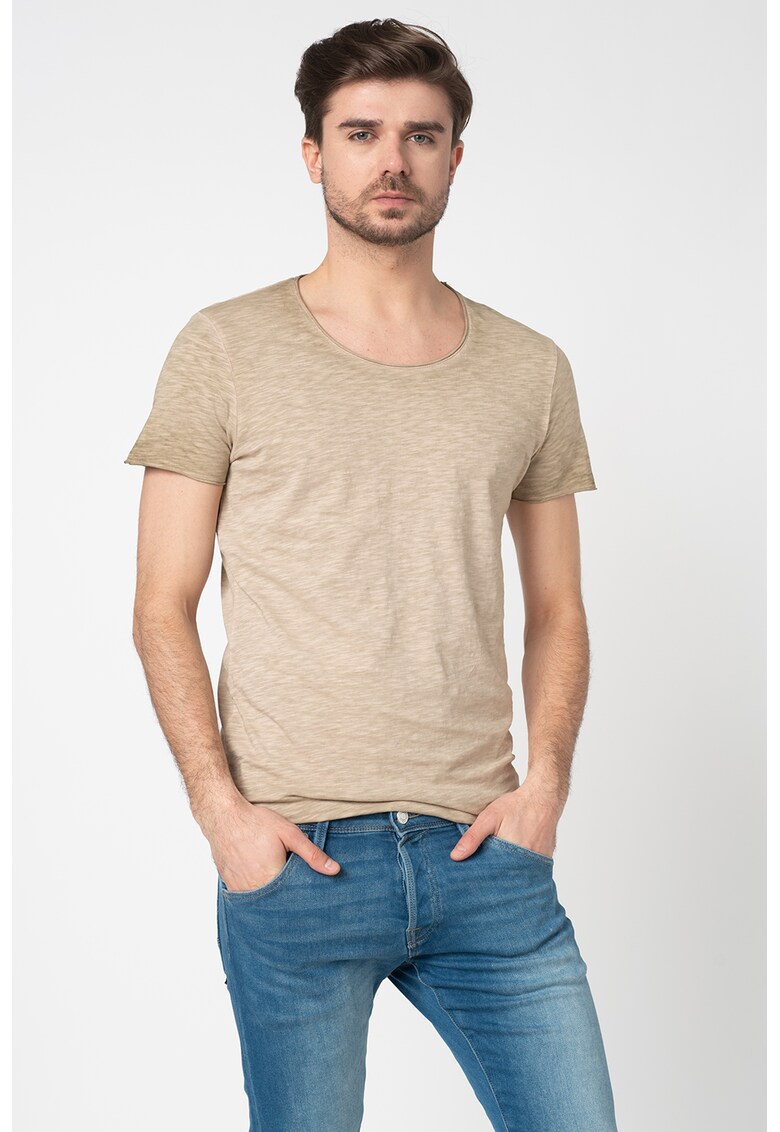 Tricou slim fit cu terminatii nefinisate Bas