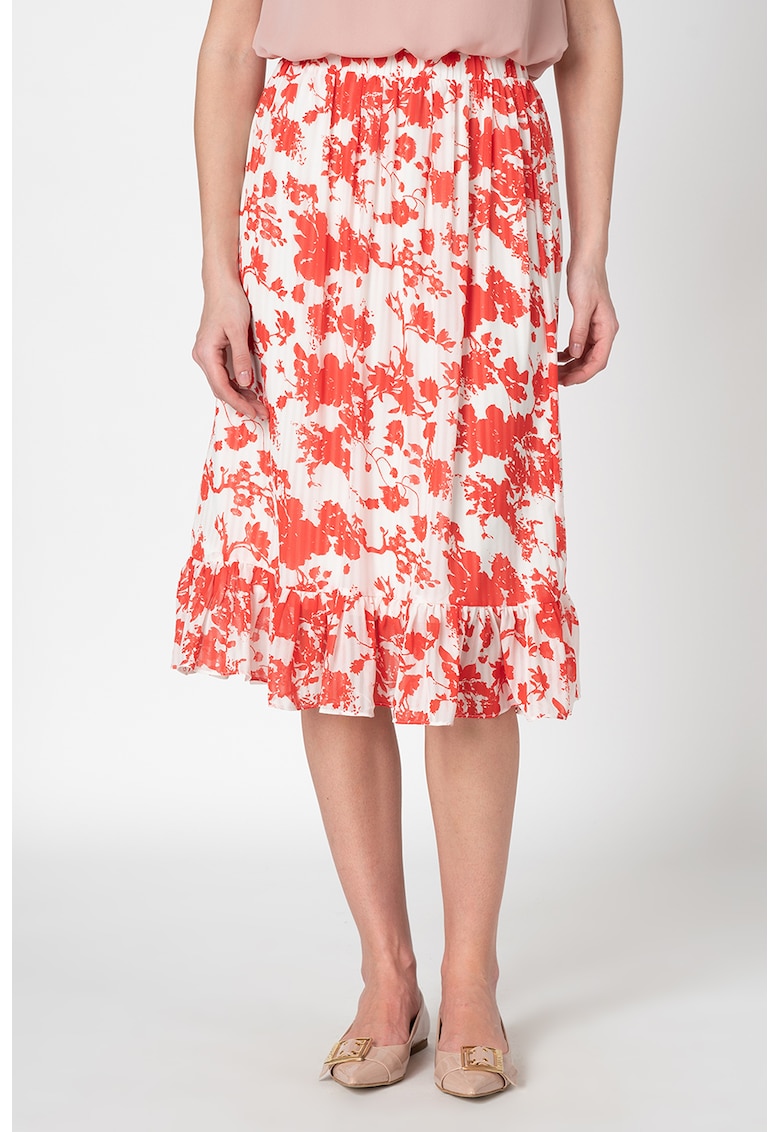 Fusta midi plisata - cu model floral
