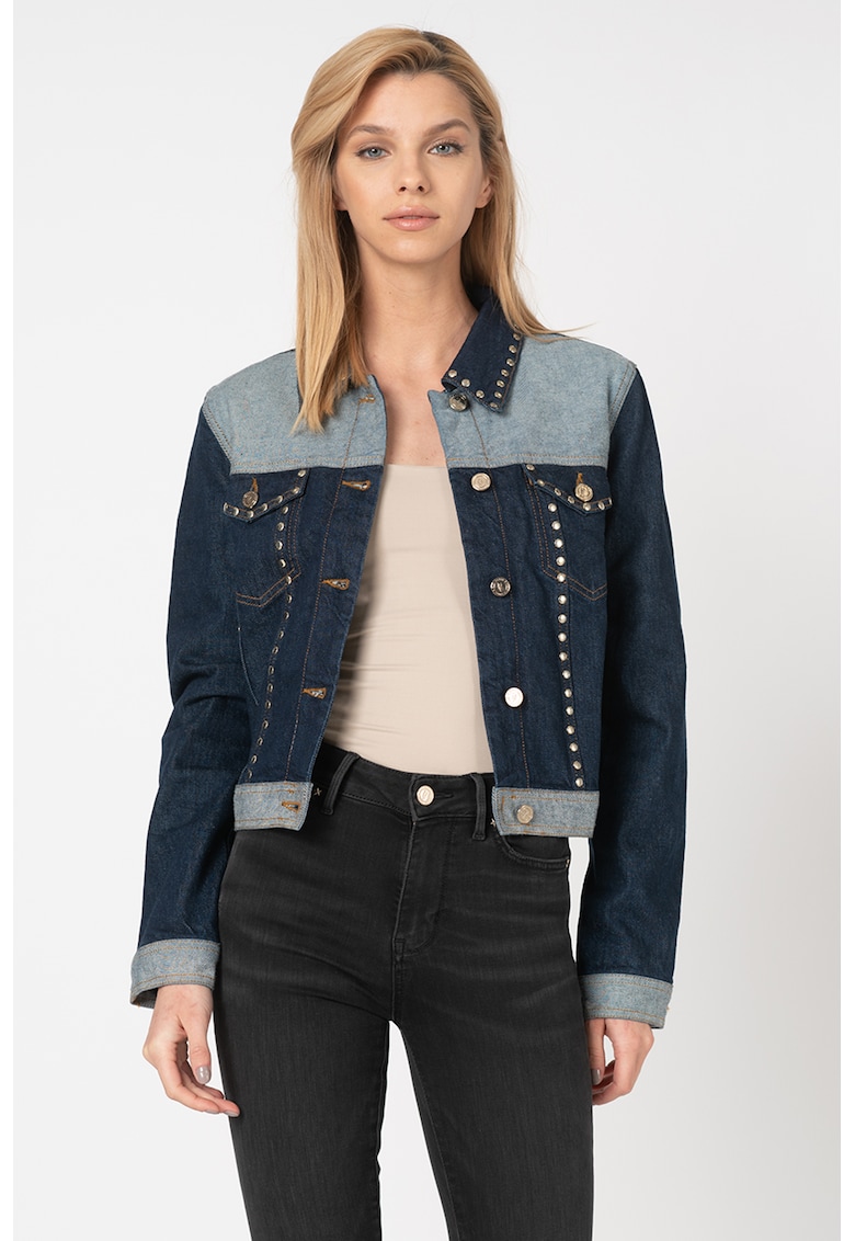 Jacheta din denim cu nituri si aplicatii de stele metalice Tommy Hilfiger x Gigi Hadid