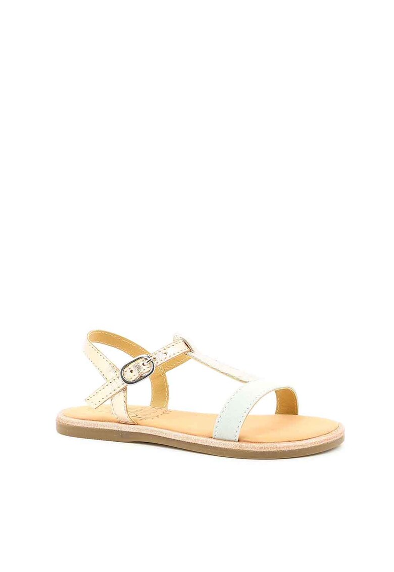 Sandale de piele cu aspect stralucitor