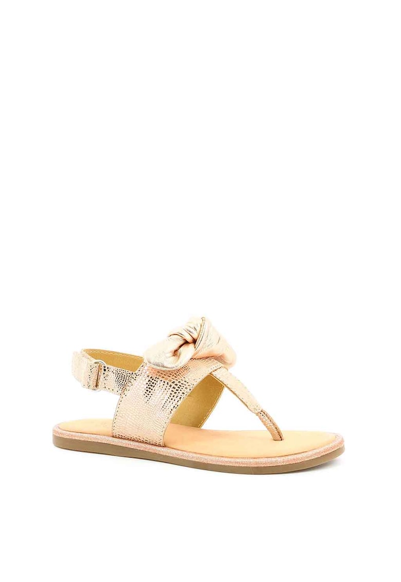 Sandale slingback de piele - fete - cu model innodat - Auriu