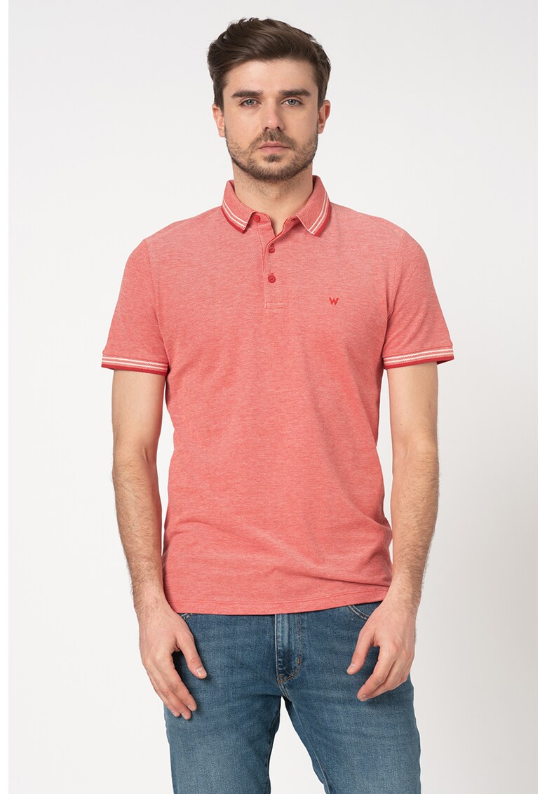 Tricou polo din bumbac cu aspect de material pique Refined