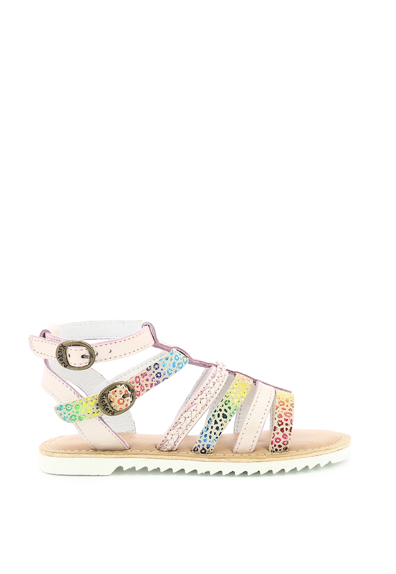 Sandale din piele cu model colorblock