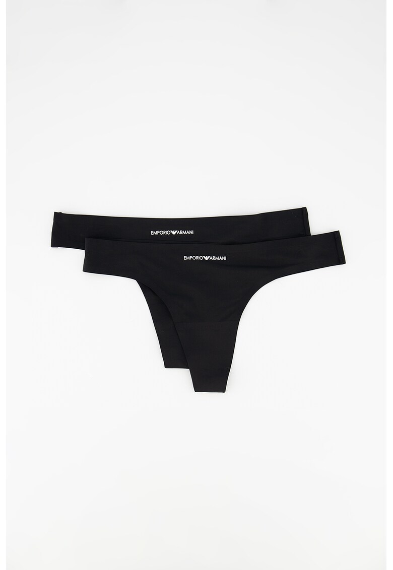 Chiloti tanga din microfibra- 2 perechi Emporio Armani Underwear imagine noua