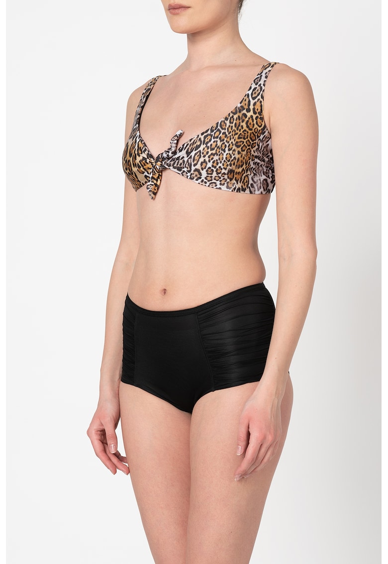 Sutien de baie cu animal print si detaliu innodat