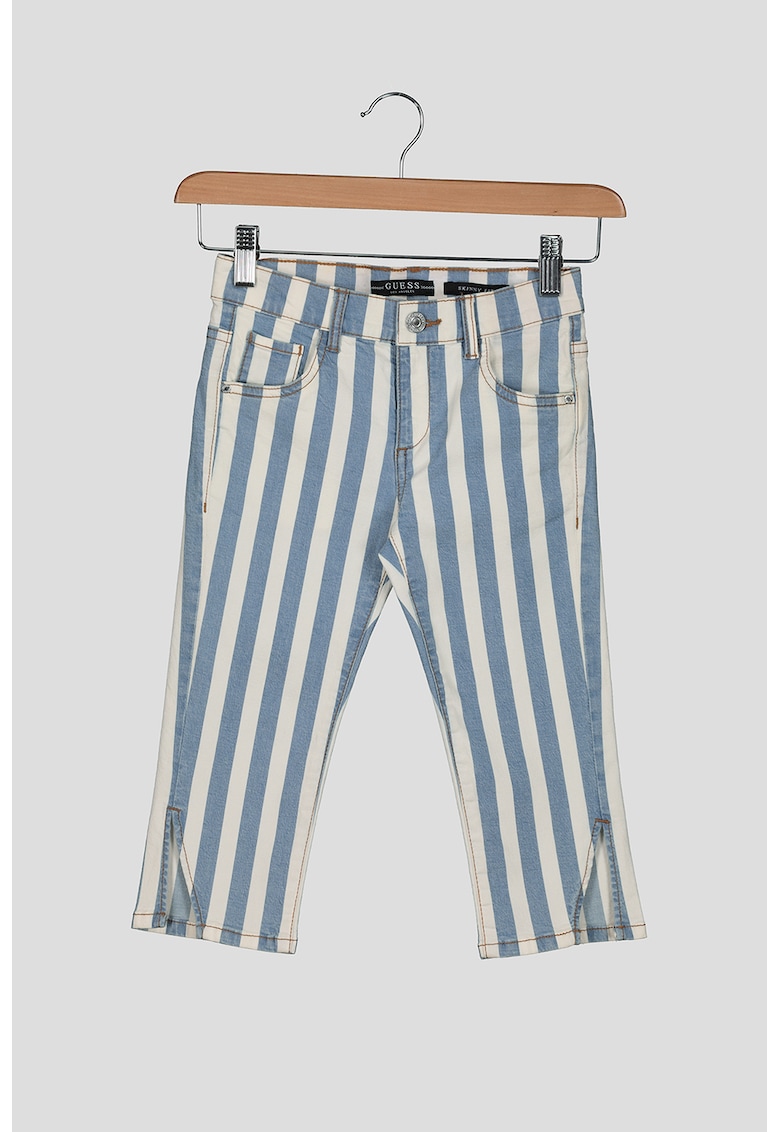 Blugi skinny cu dungi - Alb/Albastru lavanda
