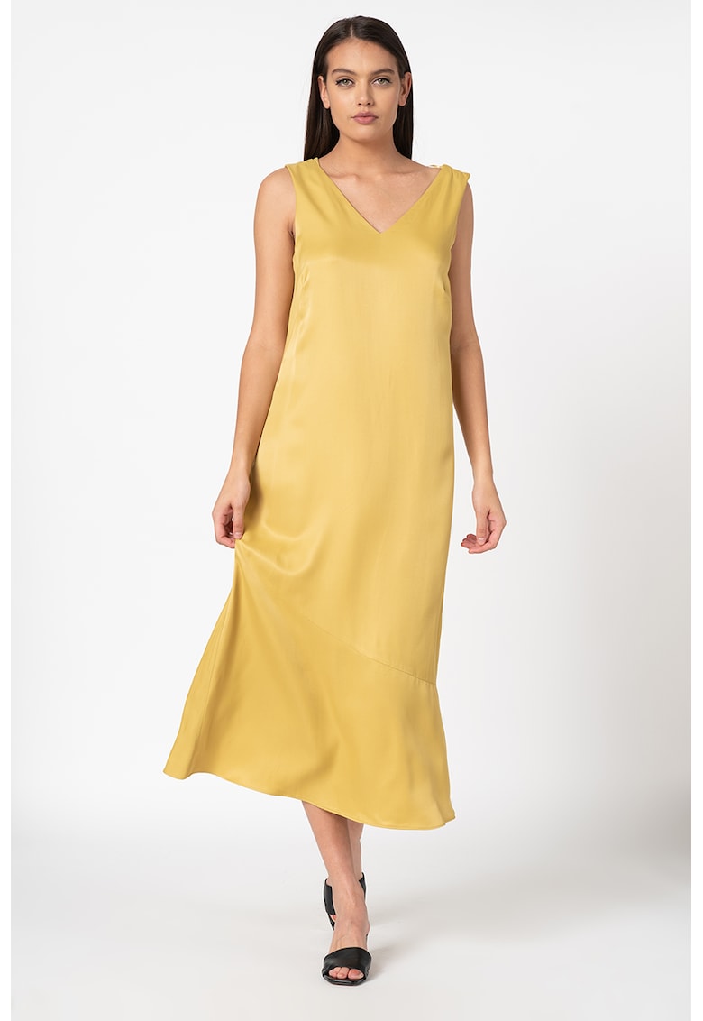 Rochie maxi dreapta cu decolteu in V