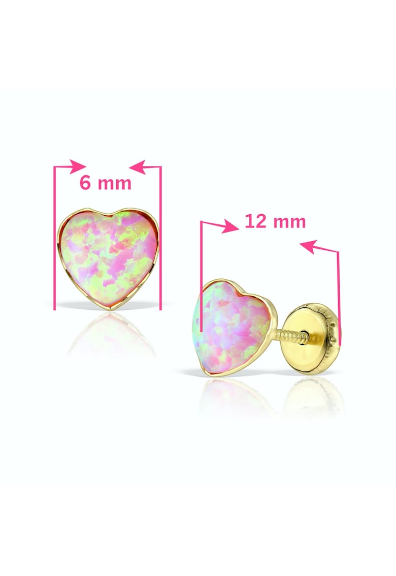 Cercei din aur galben pentru bebe - Aur 18K si opal